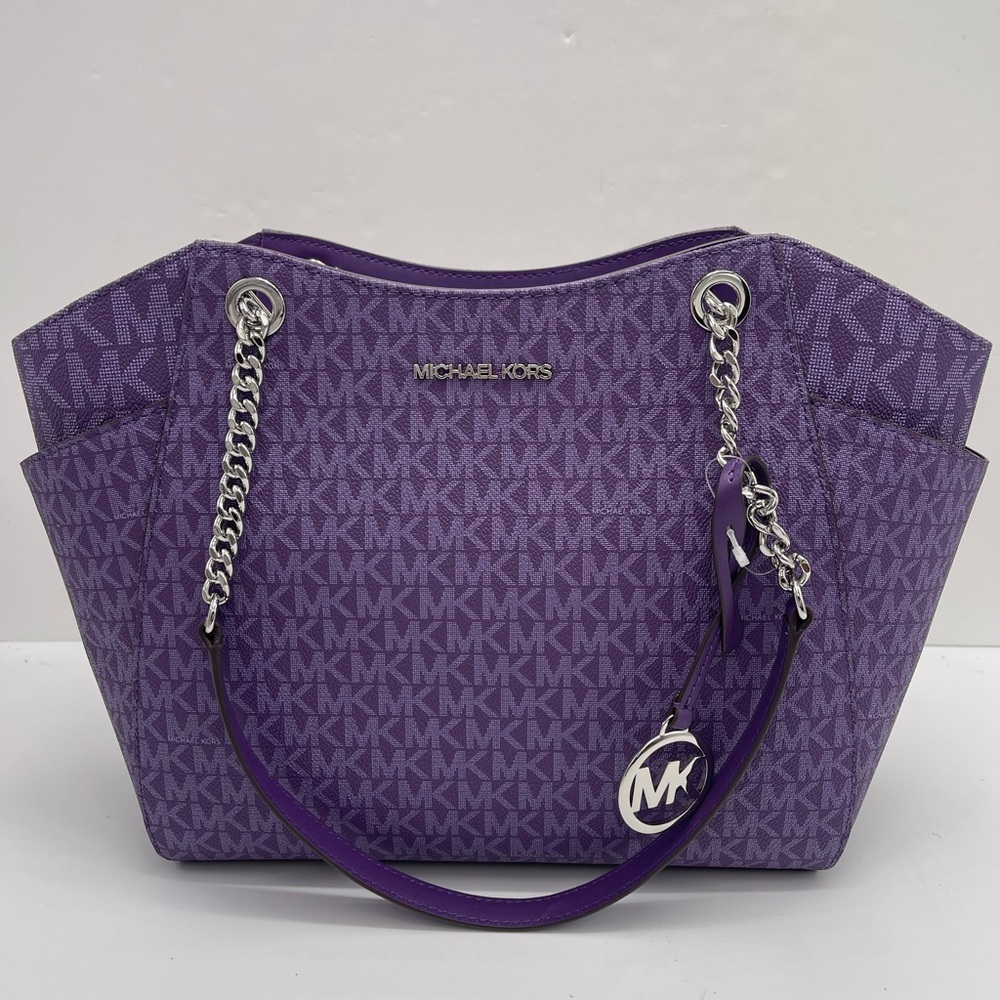 MICHAEL KORS 
Jet Set Travel Large Signature Chain Shoulder Tote Bag
Dark Purple - Picture 9 of 16